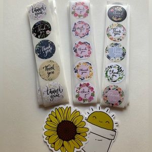 120 Piece Thank You Stickers Floral Variety Pack Plus Bonus Vinyl Stickers
